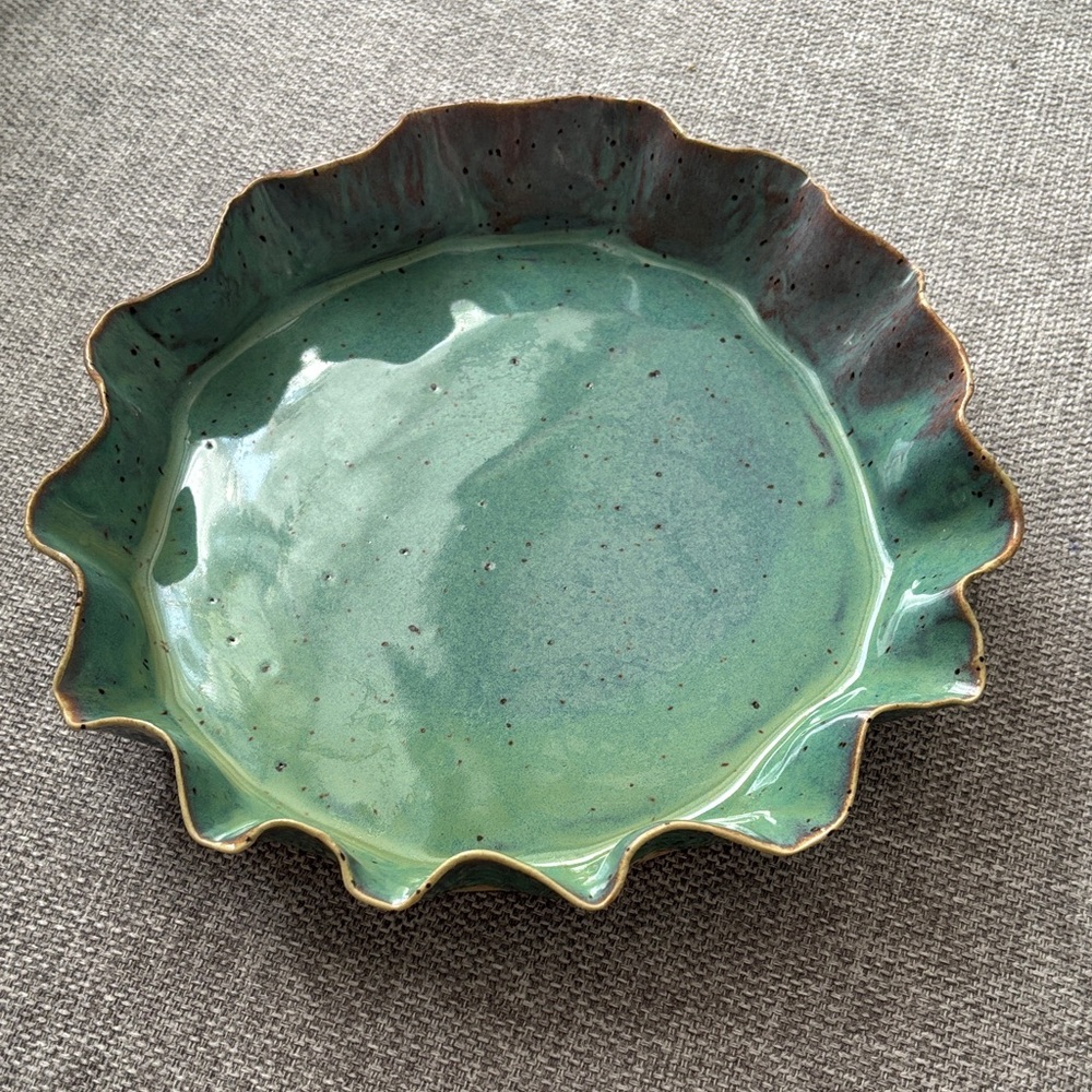 Handcrafted Green Ceramic Decorative Plate